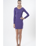 Прямое платье с длинными рукавами фиолетовое