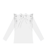Блузка белая с длинным рукавом и присборенна на груди