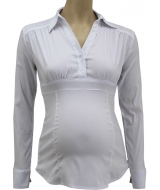 Белая блузка рубашечного типа с длинным рукавом