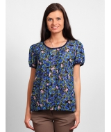 женская блузка прямого кроя с цветочным принтом