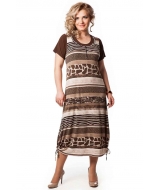 Платье длинное с круглым вырезом шоколадного цвета