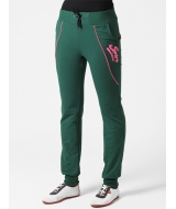 женские брюки из хлопковой ткани зеленого цвета