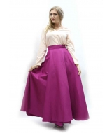 Длинное однотонное платье с длинными рукавами розовое