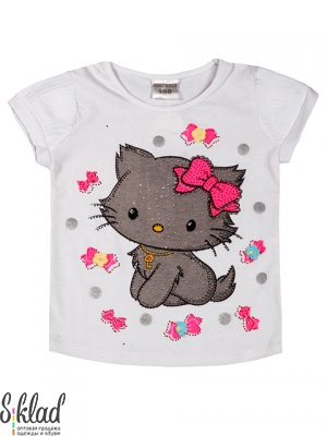 детская футболка для девочки, с принтом "Котенок"