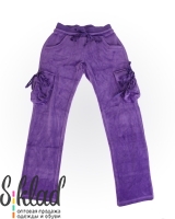 Брюки вельветовые фиолетовые с накладными карманами